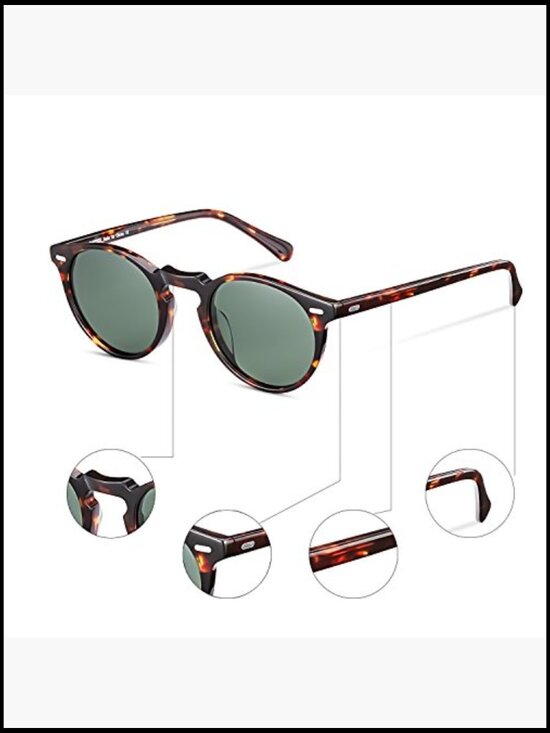 Vintage Round Polarized Sunglasses 100% UV400 Protection Acetate Frame main image 5
